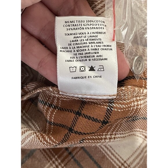 NWT Miss Me‎ MISS MEOrange Multi Plaid Thermal Hoodie Balloon Sleeve Size Large - Picture 10 of 14